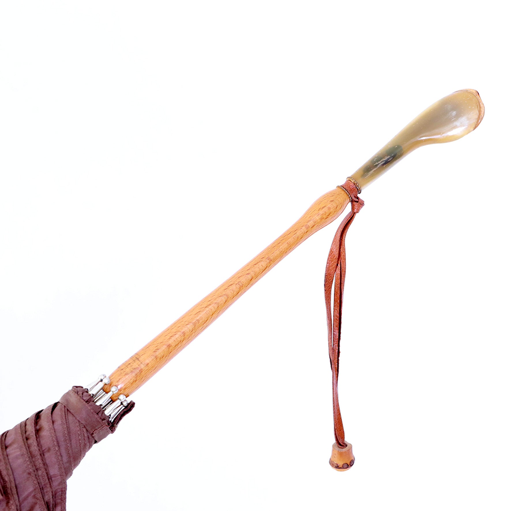 Manico antico in corno e bamboo