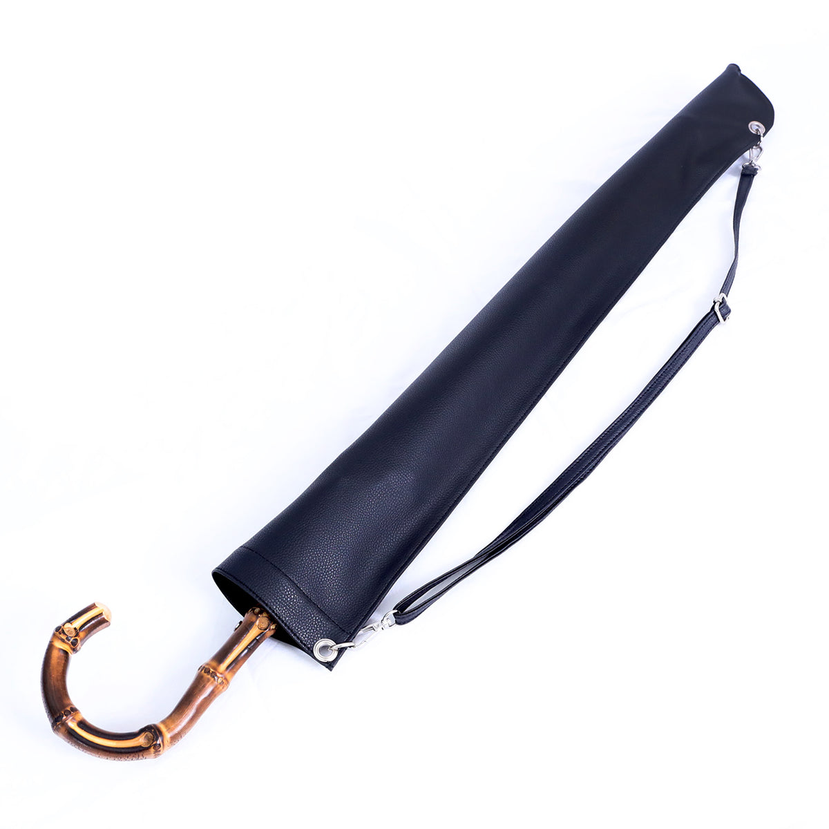 Porta ombrello con tracolla regolabile - ecopelle nera